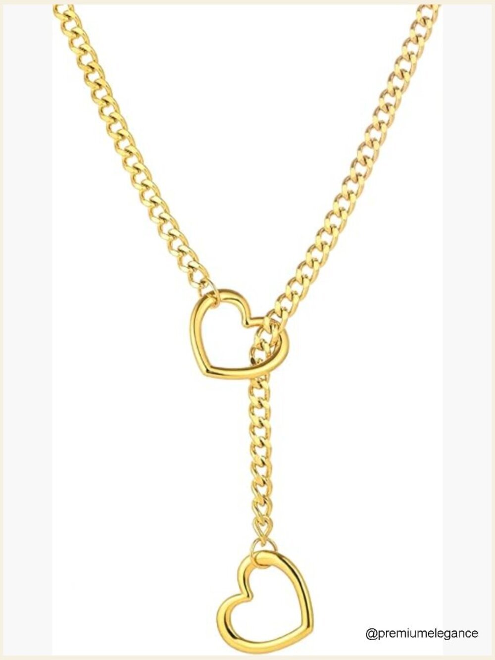 Heart Slip Chain Necklace Stainless Steel Adjustable Lariat Y-Necklace Choker